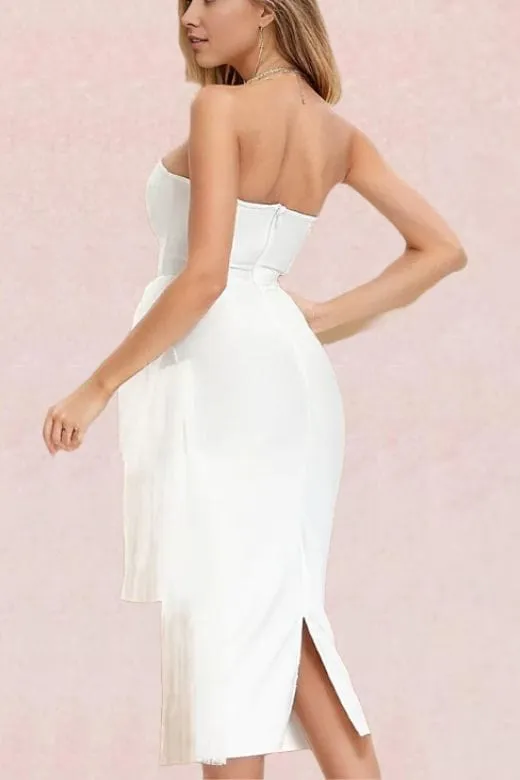 Ashleigh Bandage Midi Dress - Pearl White