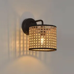 Astri -  Rattan Shade & Metal Wall Lamp