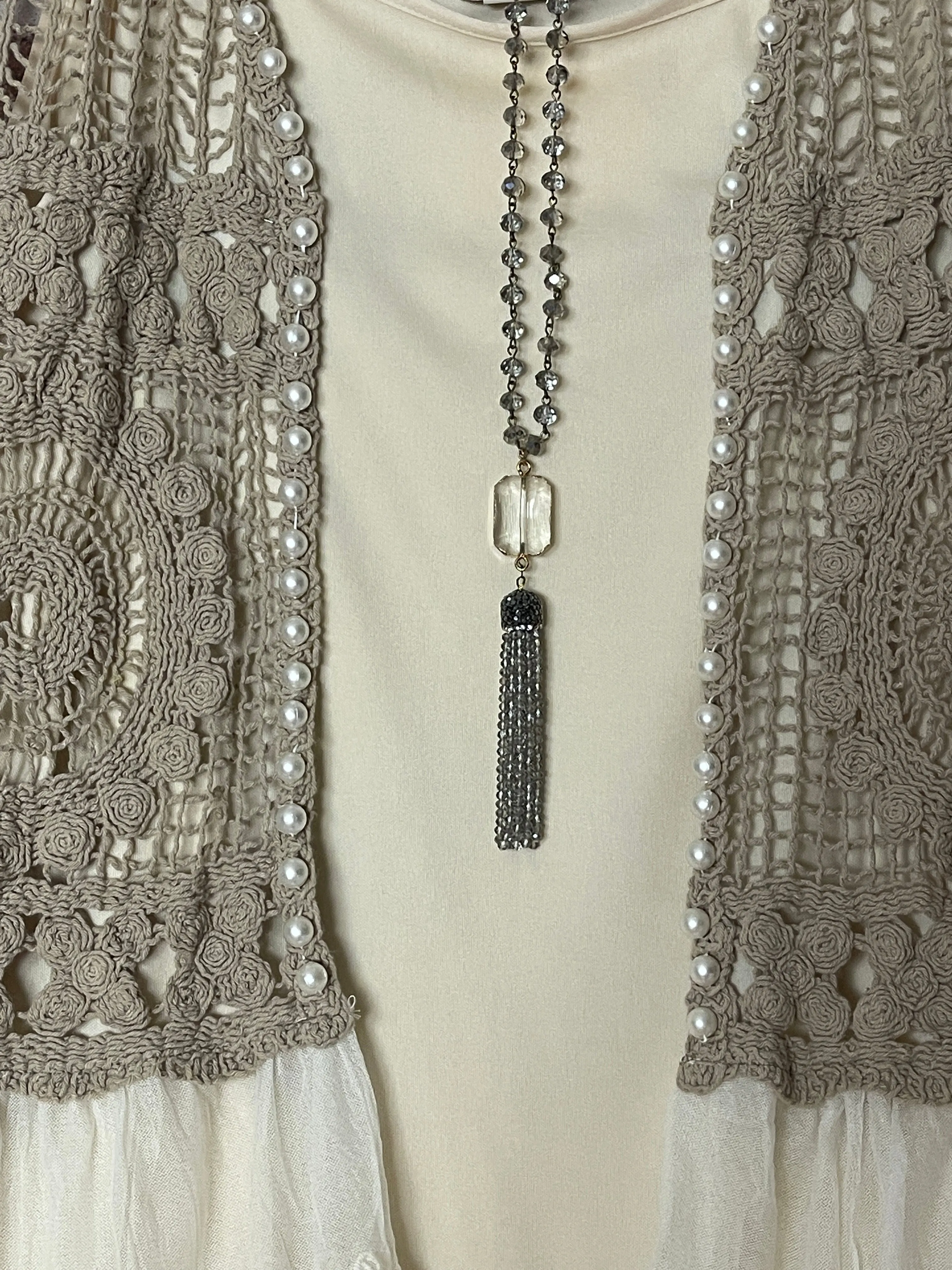Be Yourself Embellished Laced Embroidered Boho Peasant Crochet Vest