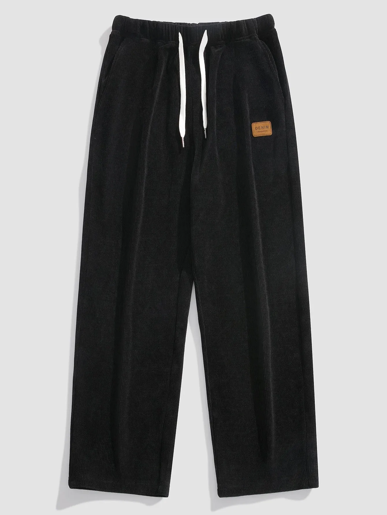 Bear In Leather Jacket Print Relax Fit Sweatshirt & Straight Leg Corduroy Pants