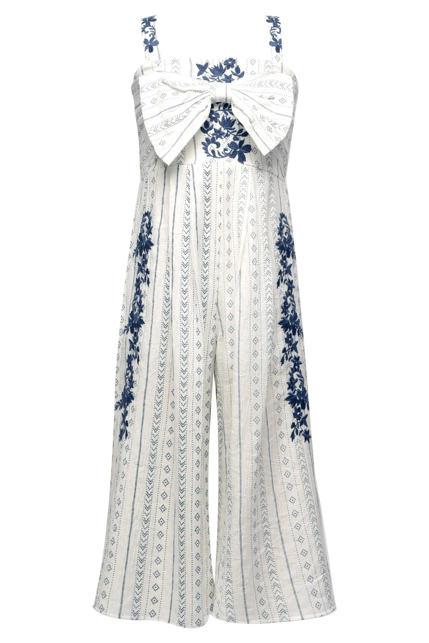 Big Girl’s Bow Embroidered Boho Jumpsuit