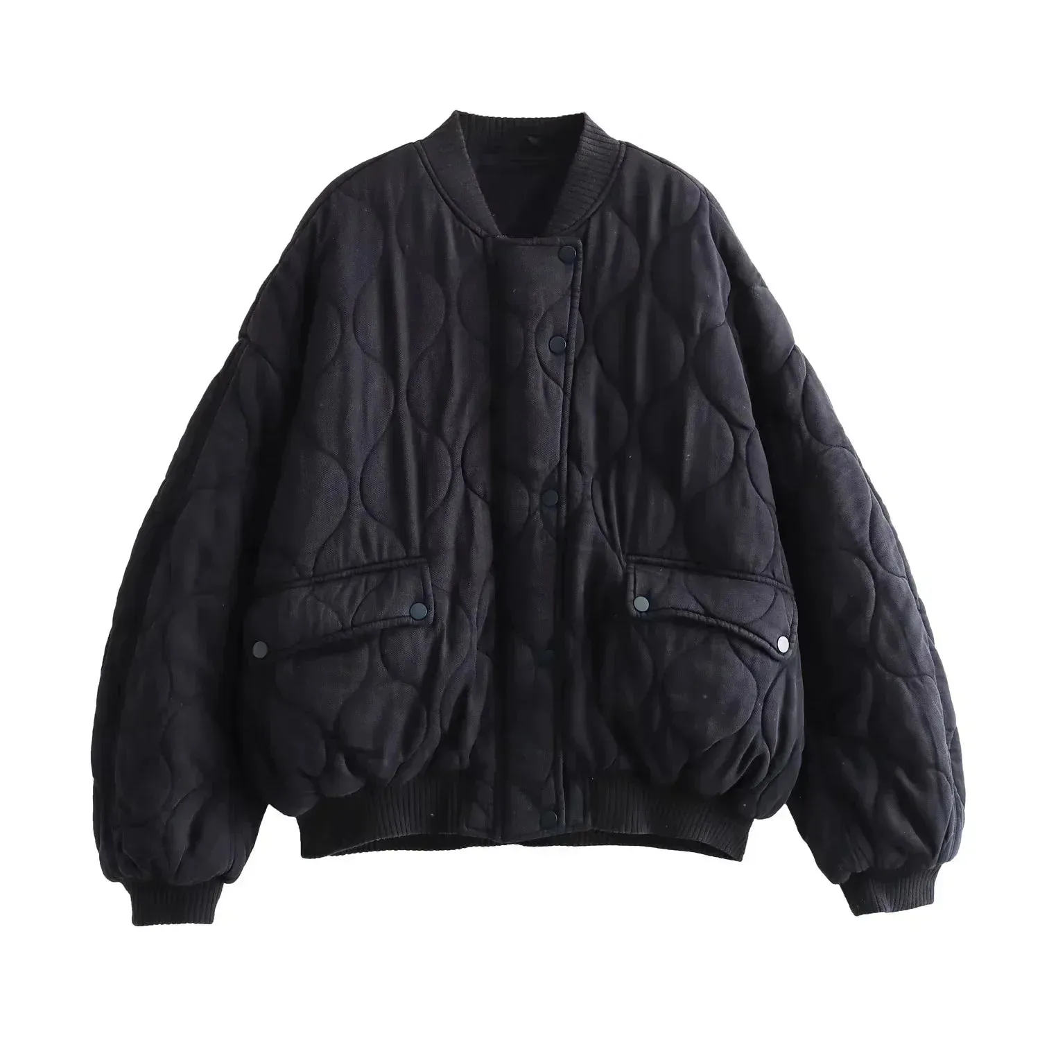 Black Friday Sonicelife Vintage Cotton Bomber Jacket Women Long Sleeve Oversized Streetwear Coat Female Zipper Autumn Winter Warm Casual Clothes