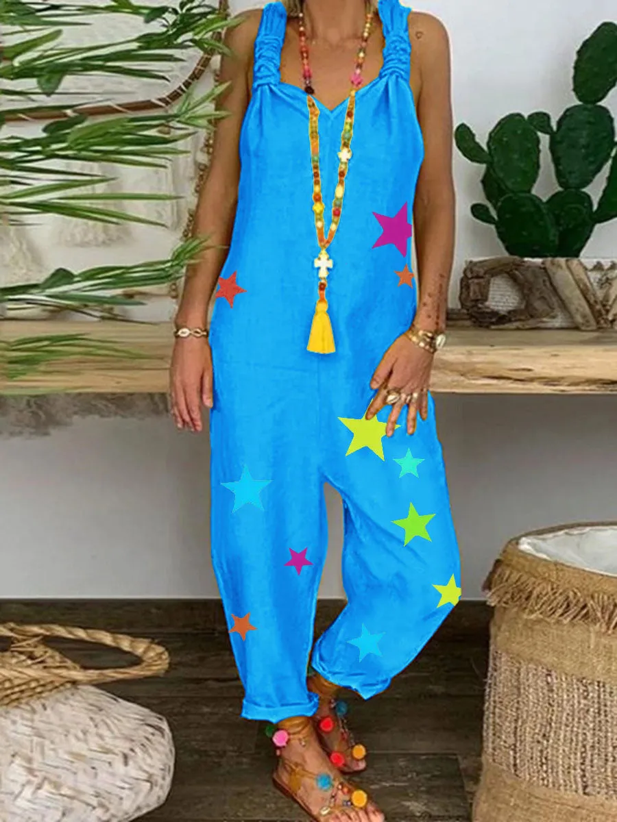 Bohemian Style Vintage Casual Loose Jumpsuit