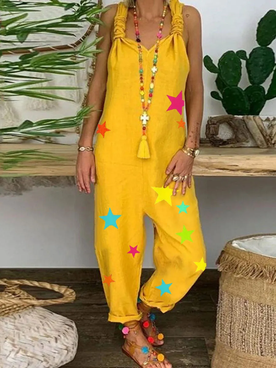 Bohemian Style Vintage Casual Loose Jumpsuit