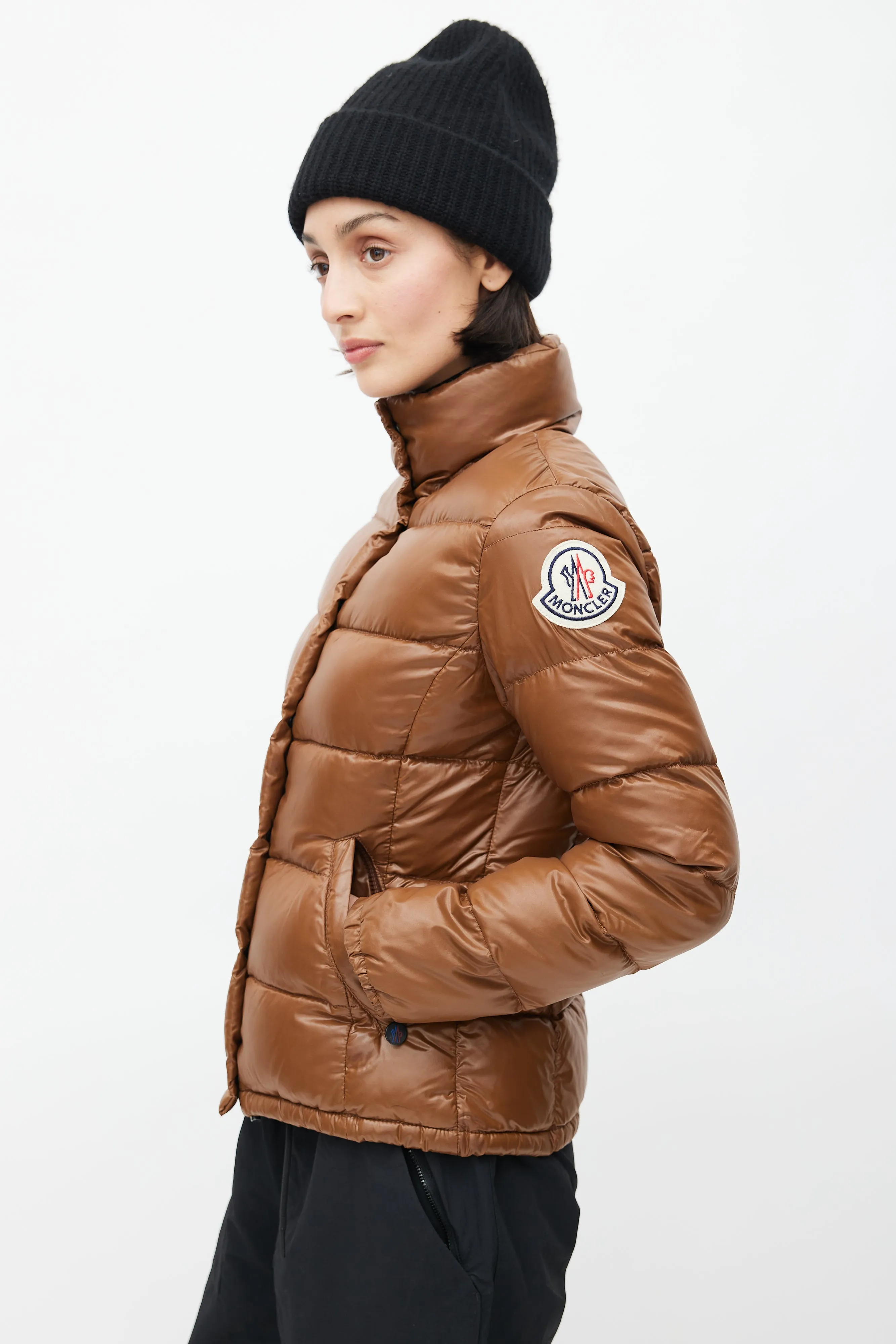 Brown Claire Quilted Down Jacket