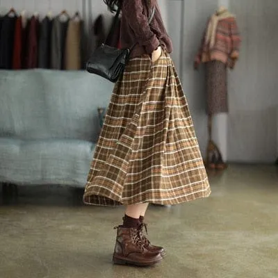 Casey Vintage Plaid Midi Skirt