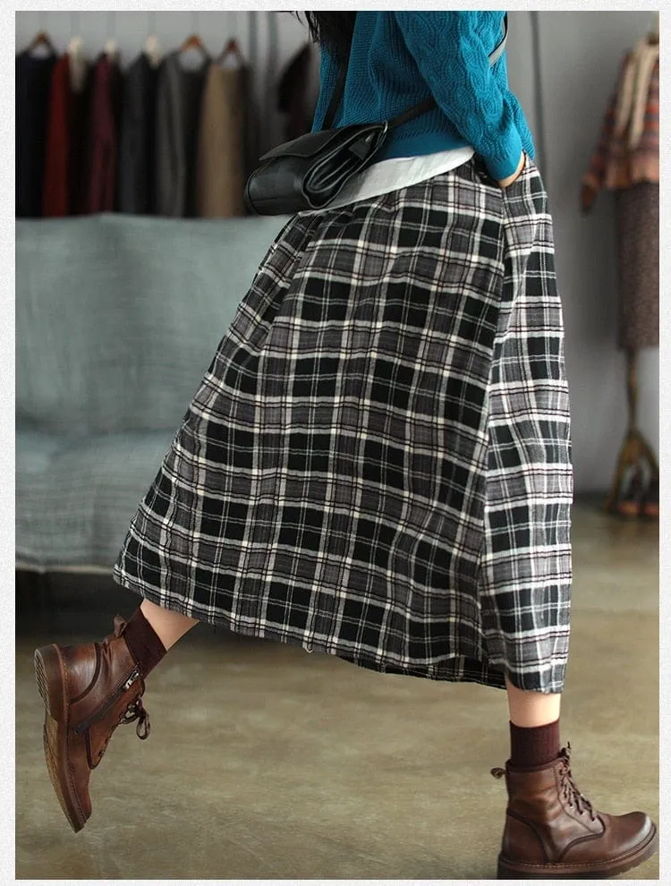 Casey Vintage Plaid Midi Skirt