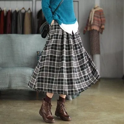 Casey Vintage Plaid Midi Skirt