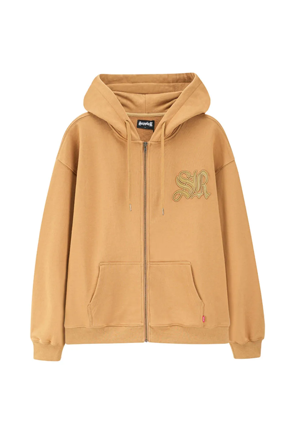 Cross Leather Patch Zip Hoodie