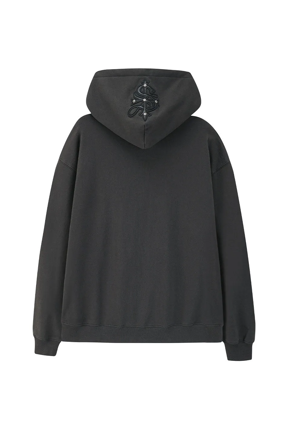 Cross Leather Patch Zip Hoodie