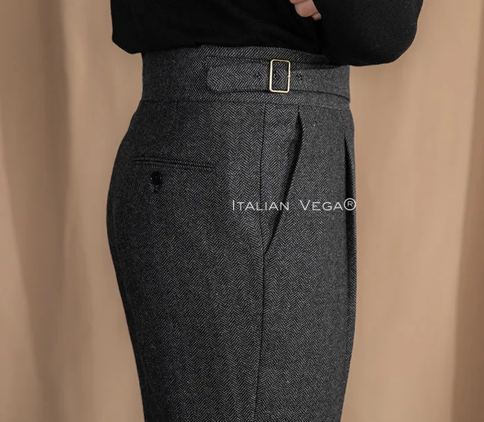 Deep Grey Exotic Wool Formal Gurkha Pants by ITALIAN VEGA® (Winter Edition)