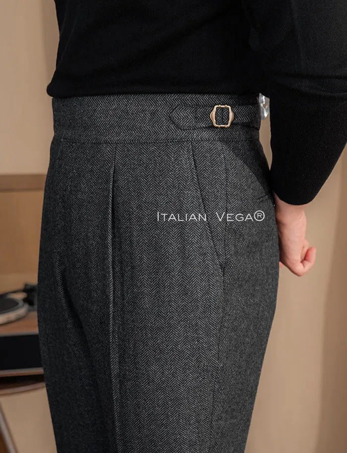 Deep Grey Exotic Wool Formal Gurkha Pants by ITALIAN VEGA® (Winter Edition)