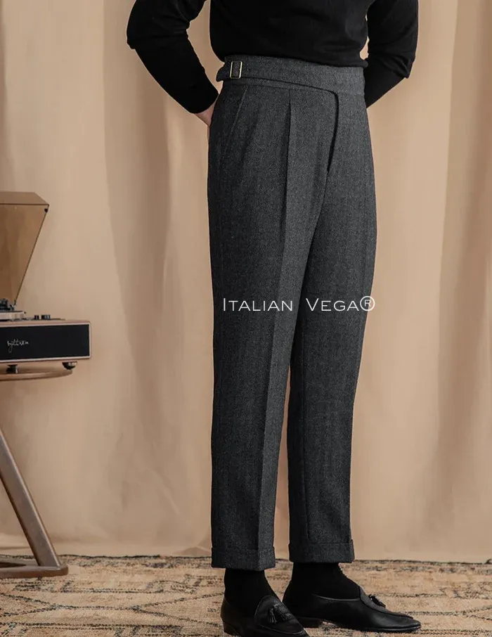 Deep Grey Exotic Wool Formal Gurkha Pants by ITALIAN VEGA® (Winter Edition)