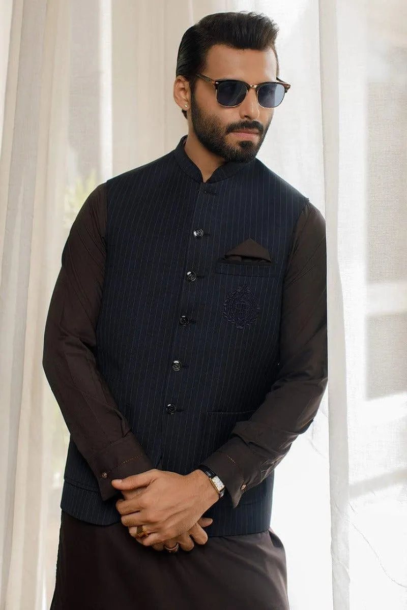 Deepak Perwani Men - KAS889 - Brown Boski linen kurta shalwar - 2 Piece