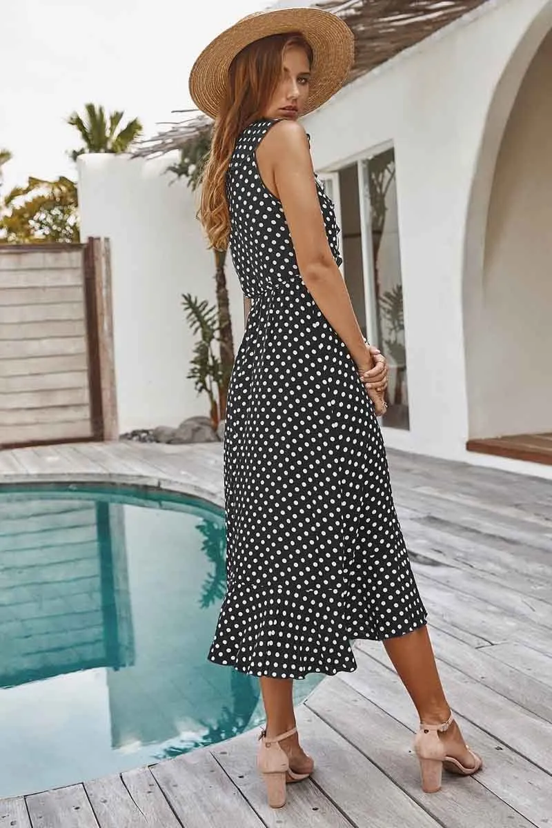 Dunnmall Fashion Dot Print Vest Dress