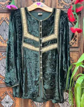 ENCHANTING EMERALD GREEN VELVET EVE BLOUSE (PRB)