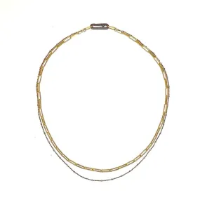 Fine Layered Oxidized Silver with Gold Filled Chain