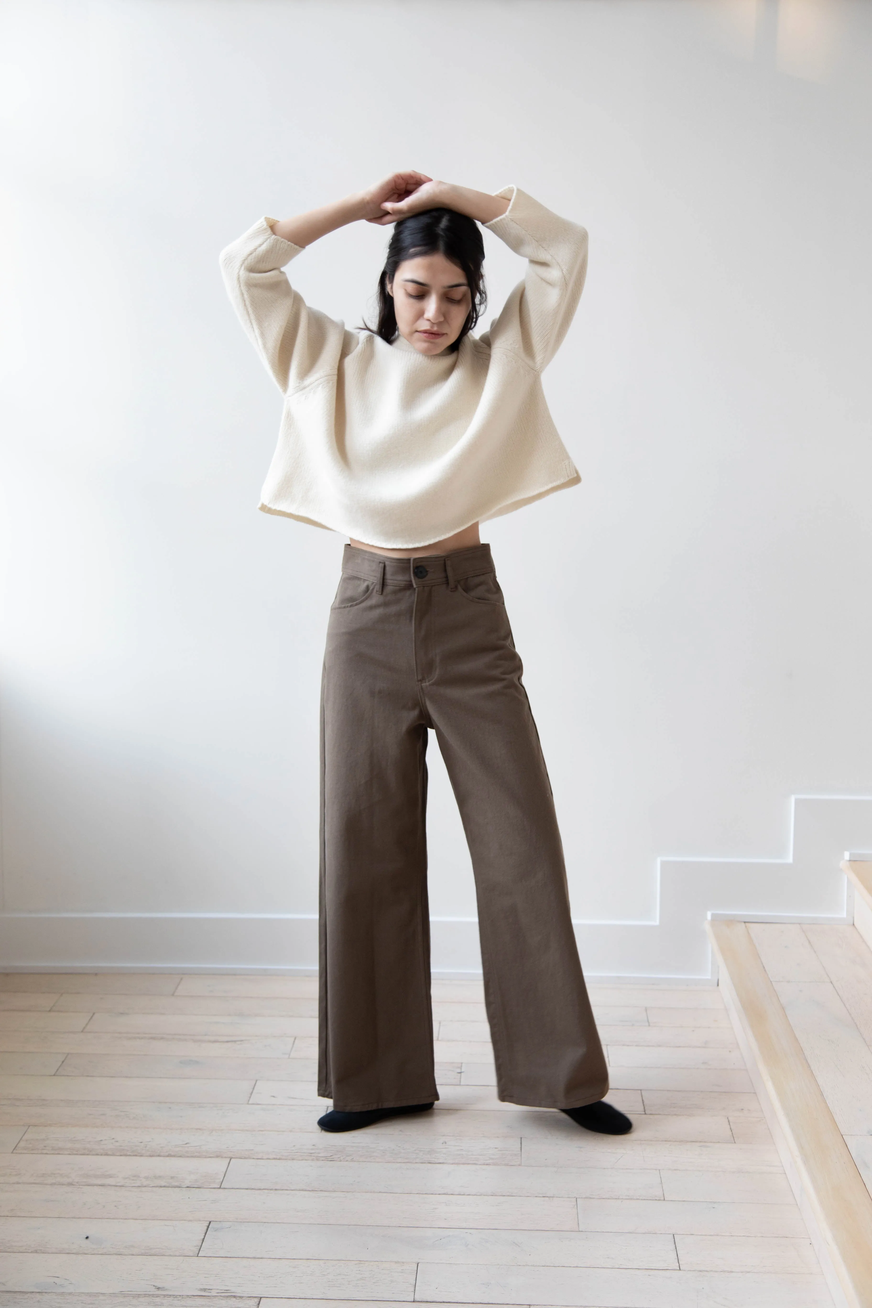 Gauze | Rollneck Wool Cotton Pullover in Milk