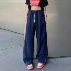 Girlary Navy Blue Harajuku Woman Oversize Sweatpants Spring Summer Elastic Waist Pocket Streetwear Fashion Joggers Sport Casual Trousers