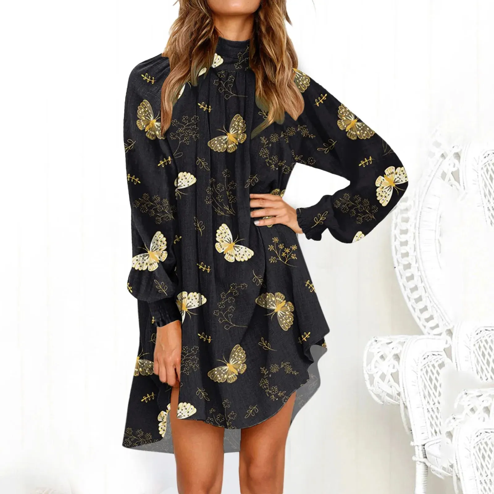Halter Sleeveless Hollow Out Retro Streetwear Geometric Print Evening Casual Sexy Dress
