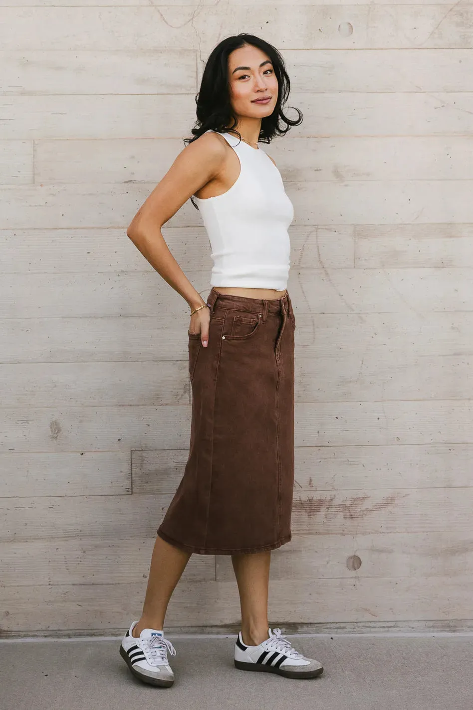 Jordan Denim Skirt in Brown