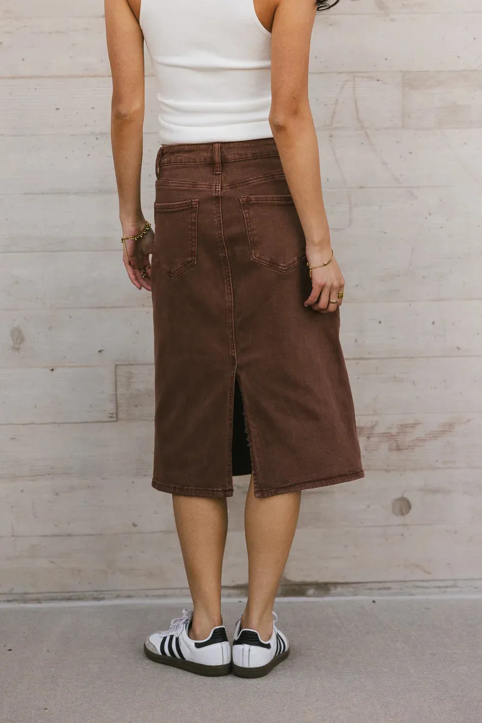 Jordan Denim Skirt in Brown