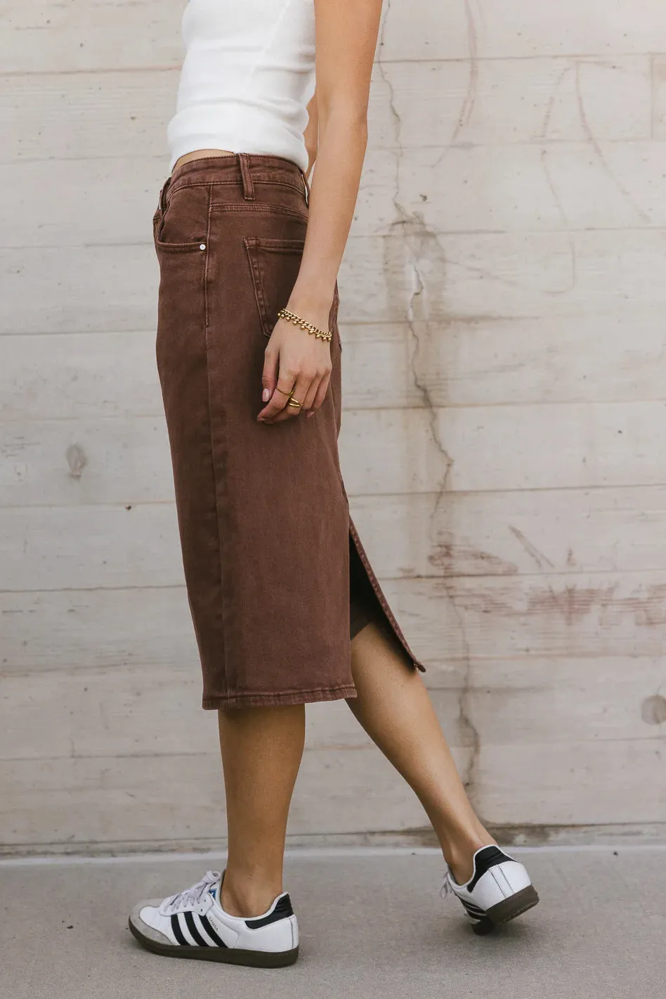Jordan Denim Skirt in Brown