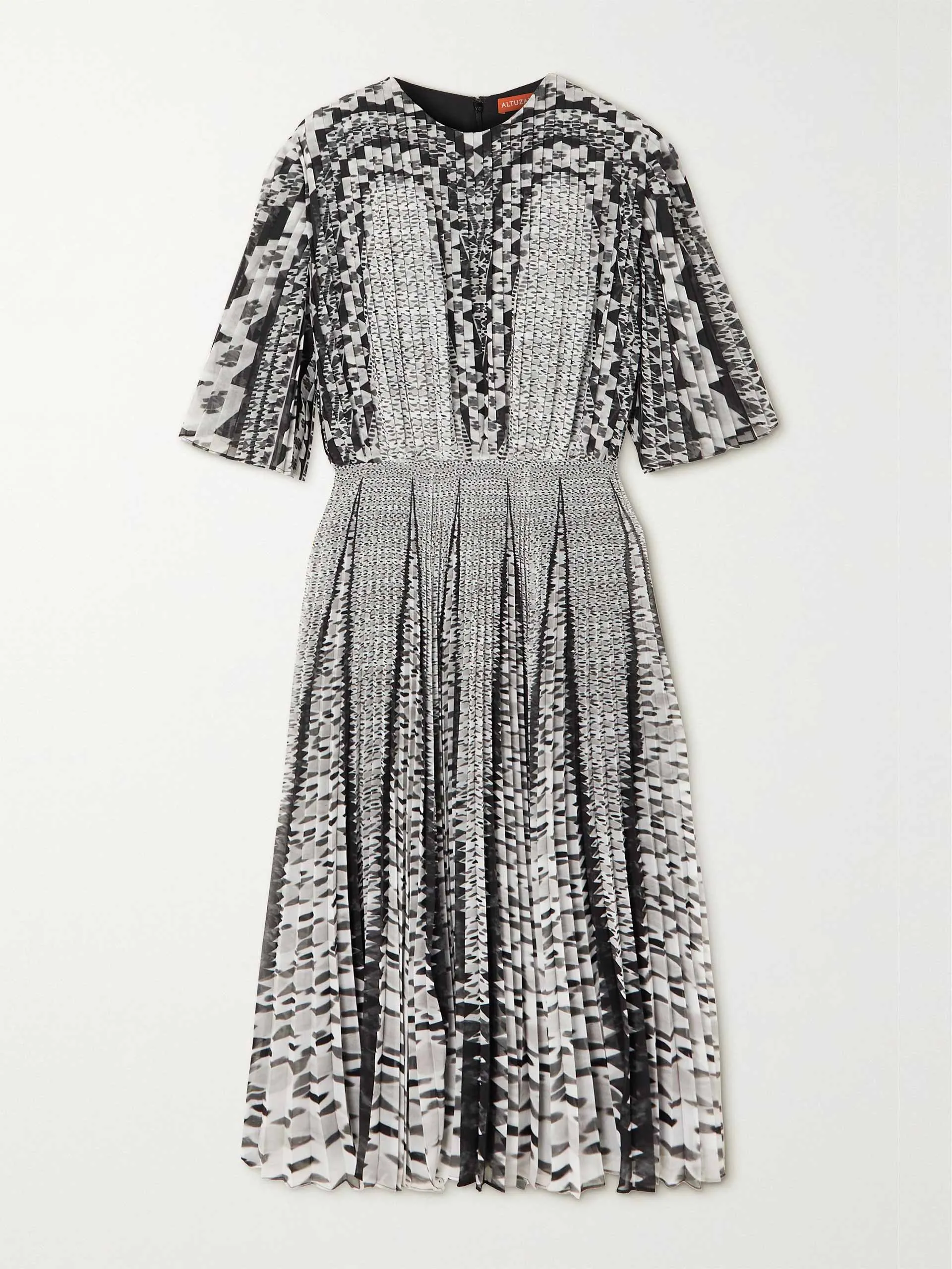 Kliulo pleated printed crepon midi dress