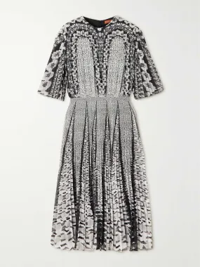 Kliulo pleated printed crepon midi dress