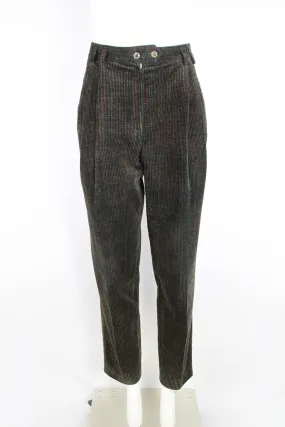 Ladies Pleated Corduroy Trousers with red pinstripe - M
