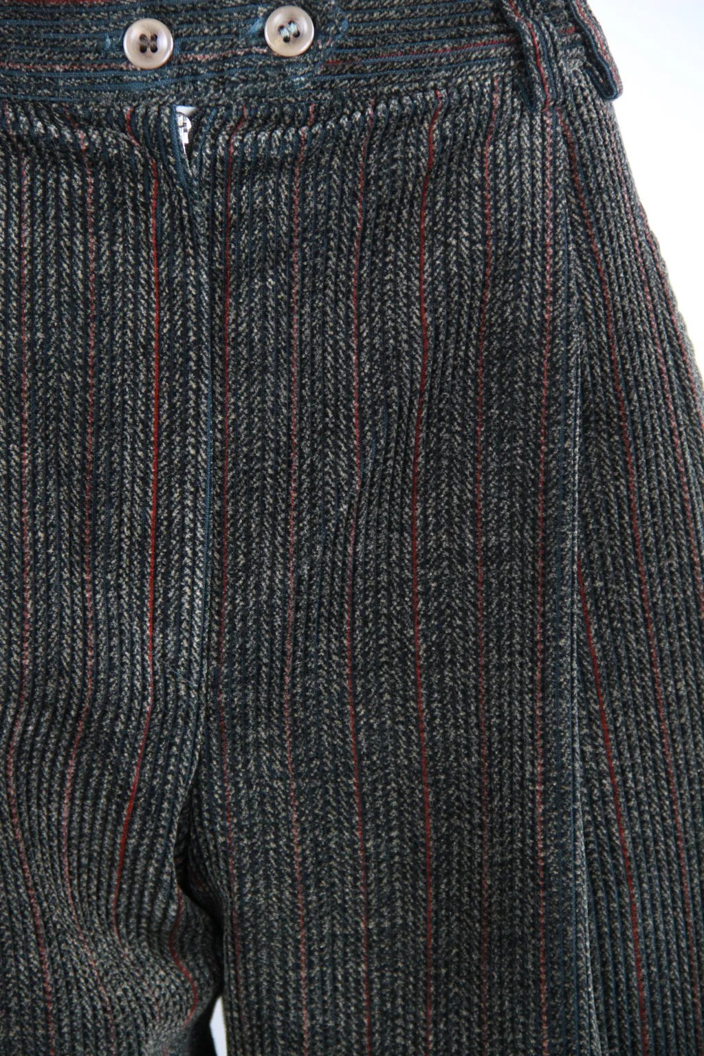 Ladies Pleated Corduroy Trousers with red pinstripe - M