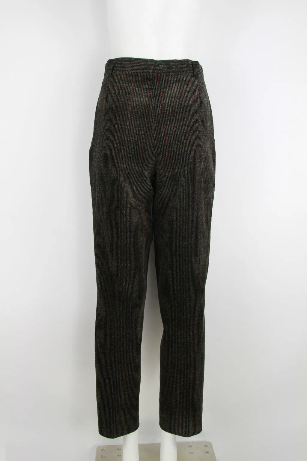 Ladies Pleated Corduroy Trousers with red pinstripe - M