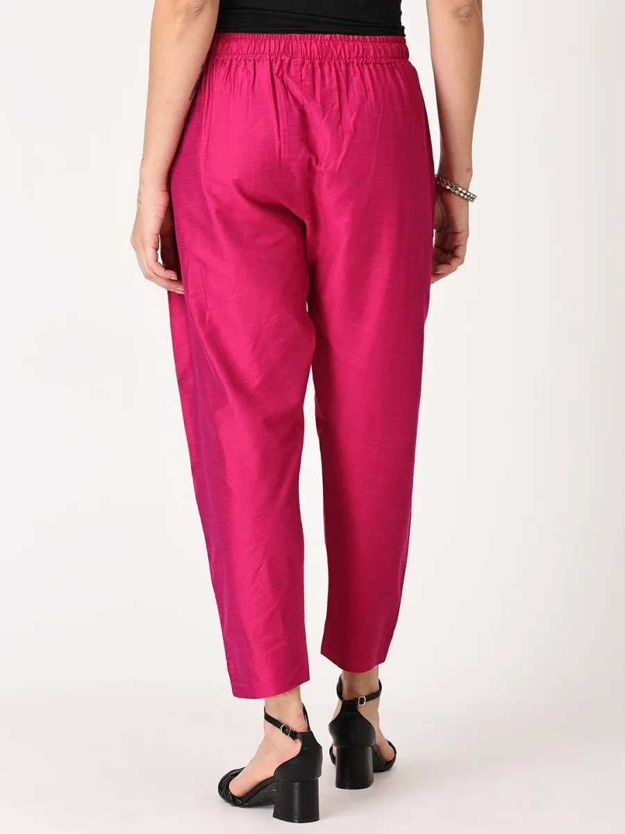 Magenta Haze Embroidered Maternity Silk Kurta Set with Nursing
