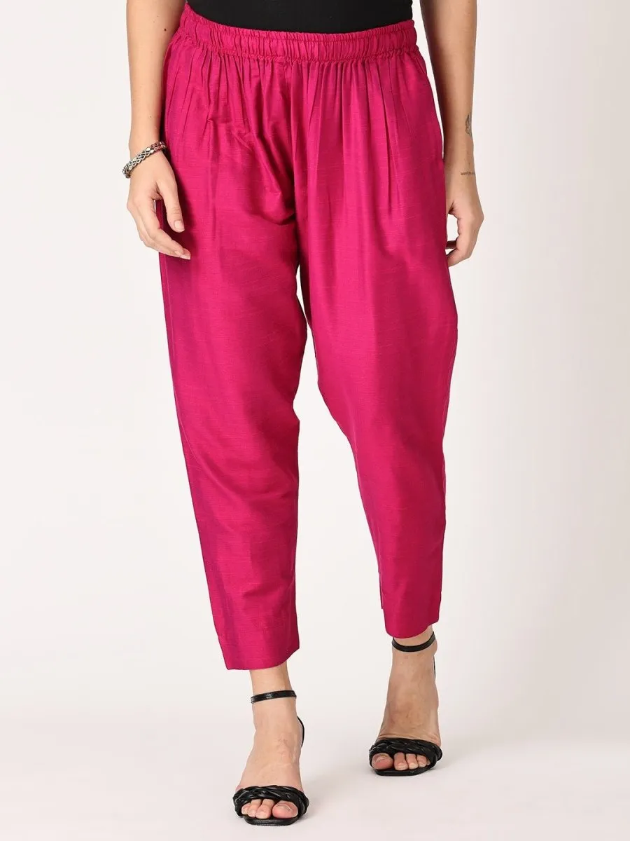 Magenta Haze Embroidered Maternity Silk Kurta Set with Nursing