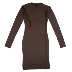 NWT UNRAVEL PROJECT Brown Lace Up Bodycon Dress Size S $525