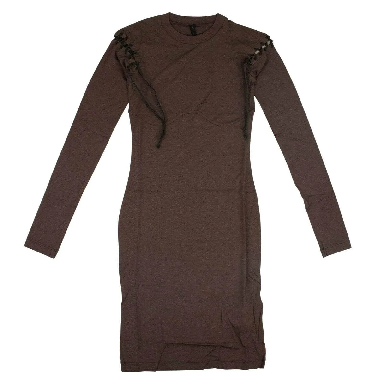 NWT UNRAVEL PROJECT Brown Lace Up Bodycon Dress Size S $525