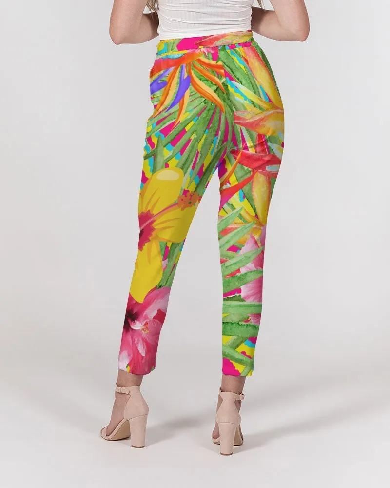 Paradise Island Floral Women's Belted Tapered Pants
