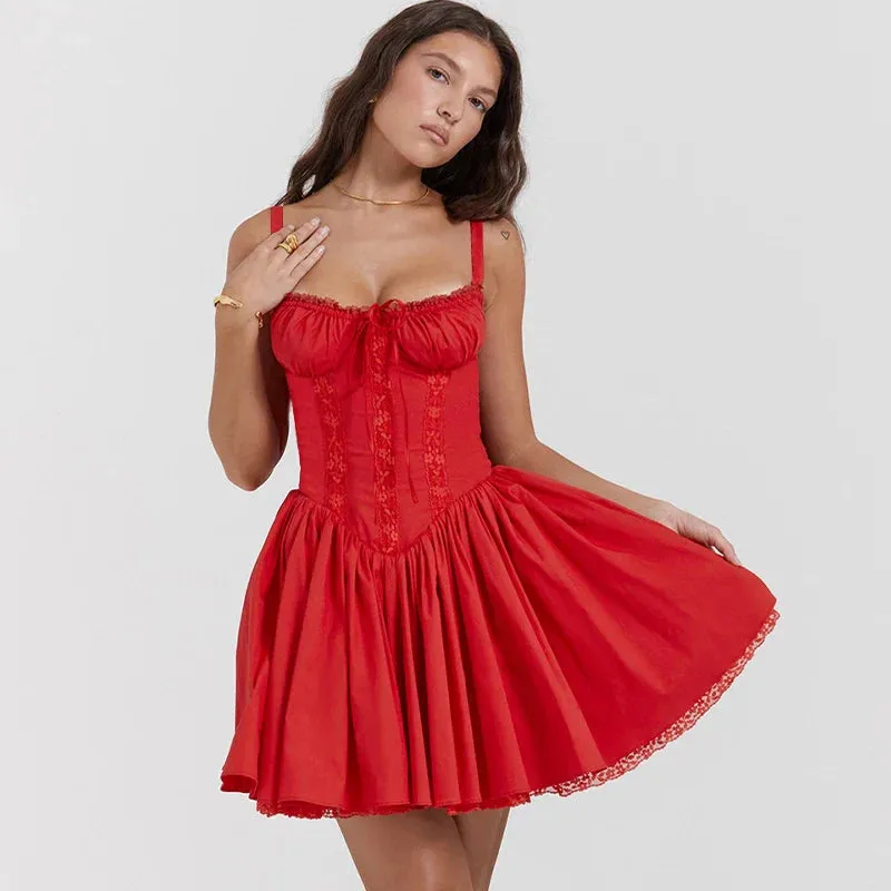 Party Sexy Print Club Crochet 2024 Women Summer Lace Floral Ruched Backless Pleated Mini Dress Dress