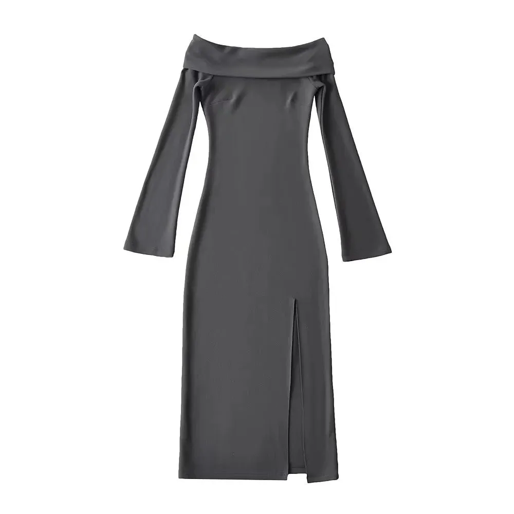 Pre Order:  Off-Shoulder High Slit Dress