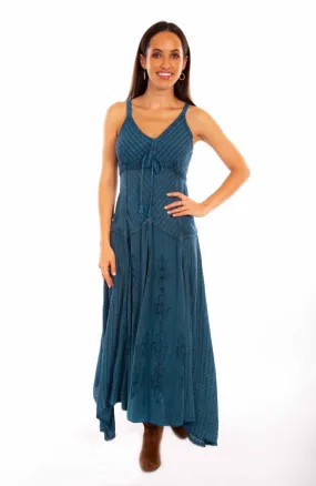 Scully Womens Electric Blue Rayon Multi-Fabric S/L Dress