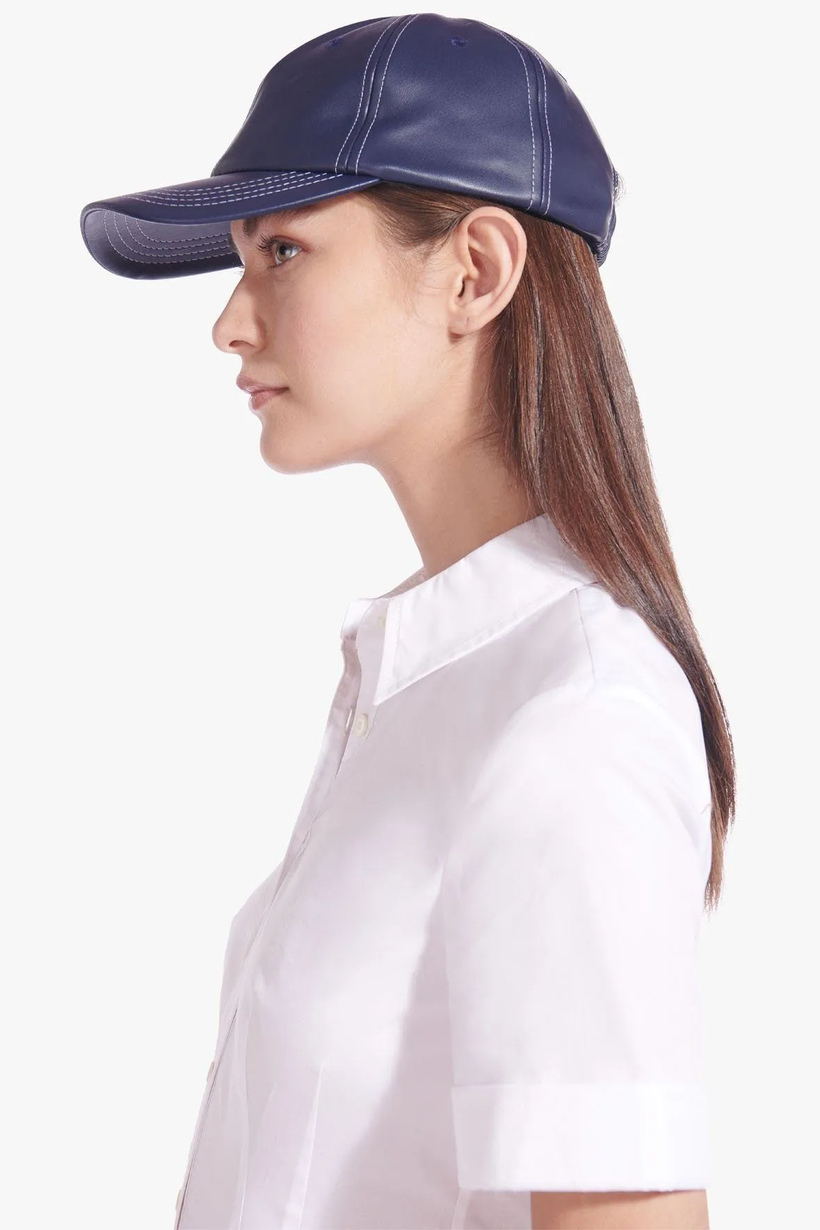 SEASIDE HAT | NAVY VEGAN LEATHER