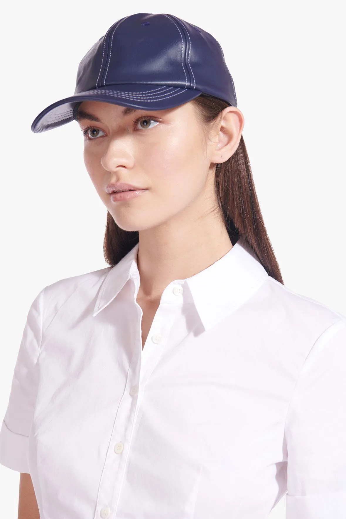 SEASIDE HAT | NAVY VEGAN LEATHER
