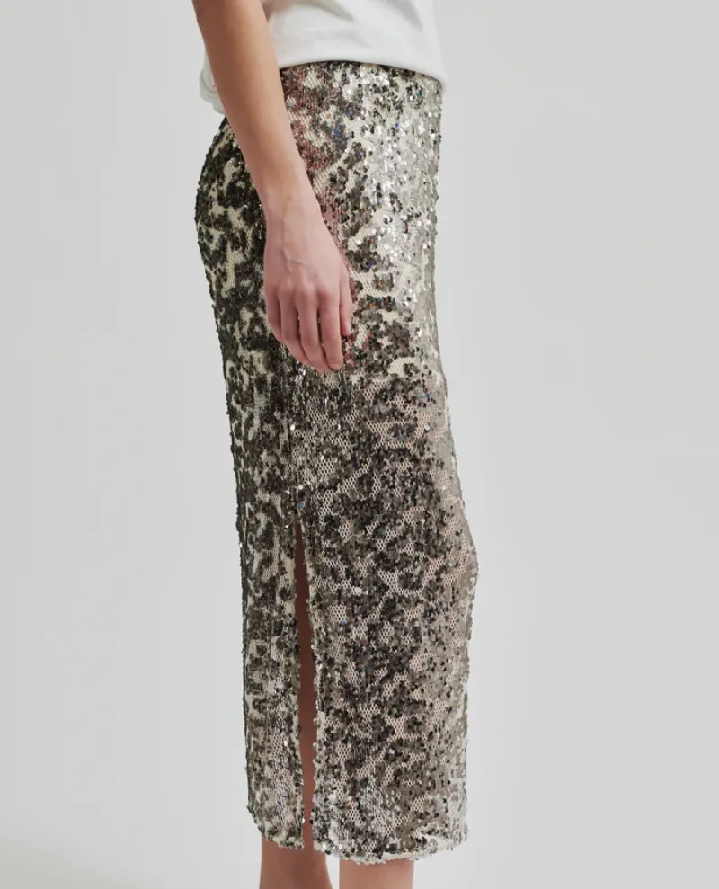 Second Female Pailey Silver Midi Skirt
