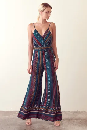 Storia Multi-Colored Print Wide Leg Jumpsuit