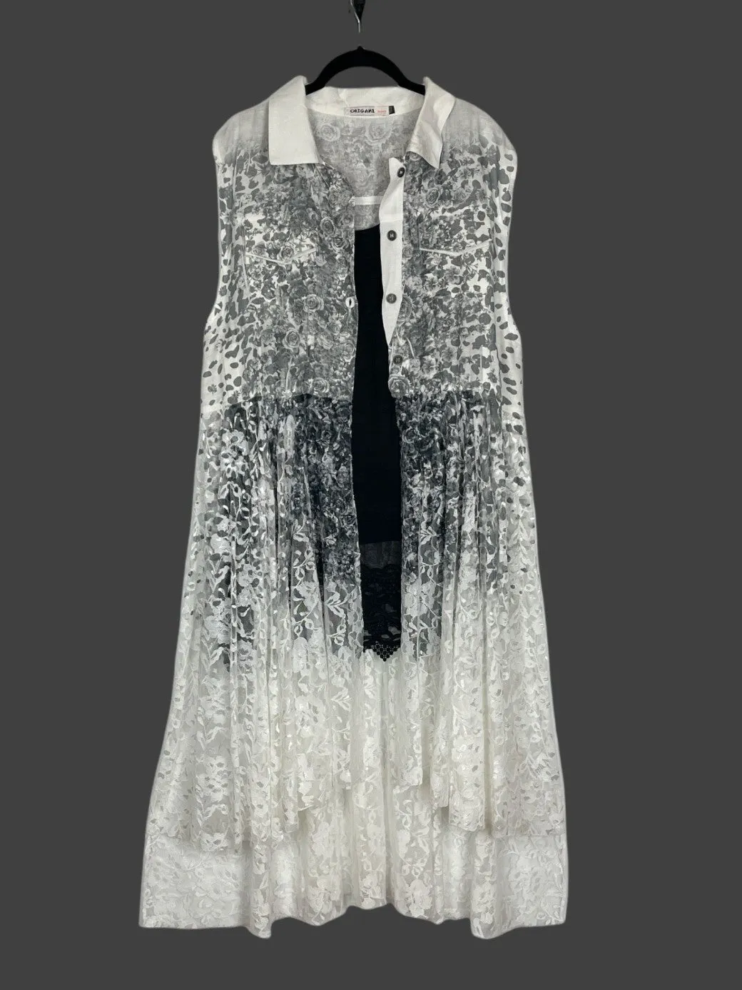 The Best is Yet to Come Black White Floral Lace Bohemian Vest