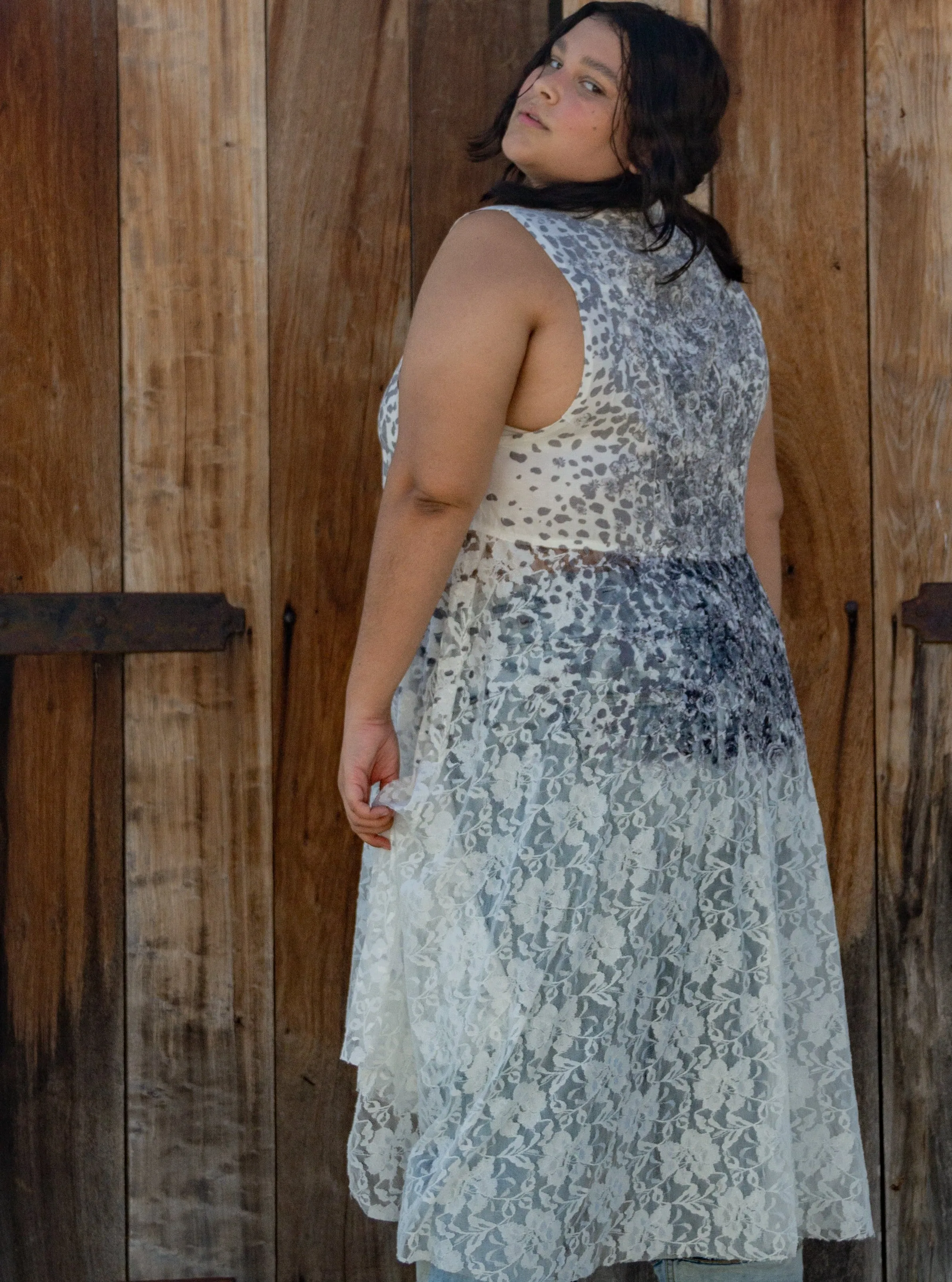 The Best is Yet to Come Black White Floral Lace Bohemian Vest