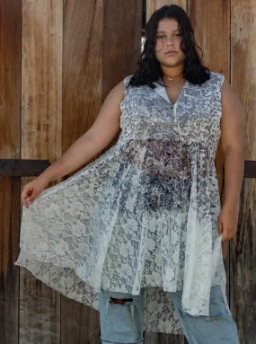 The Best is Yet to Come Black White Floral Lace Bohemian Vest