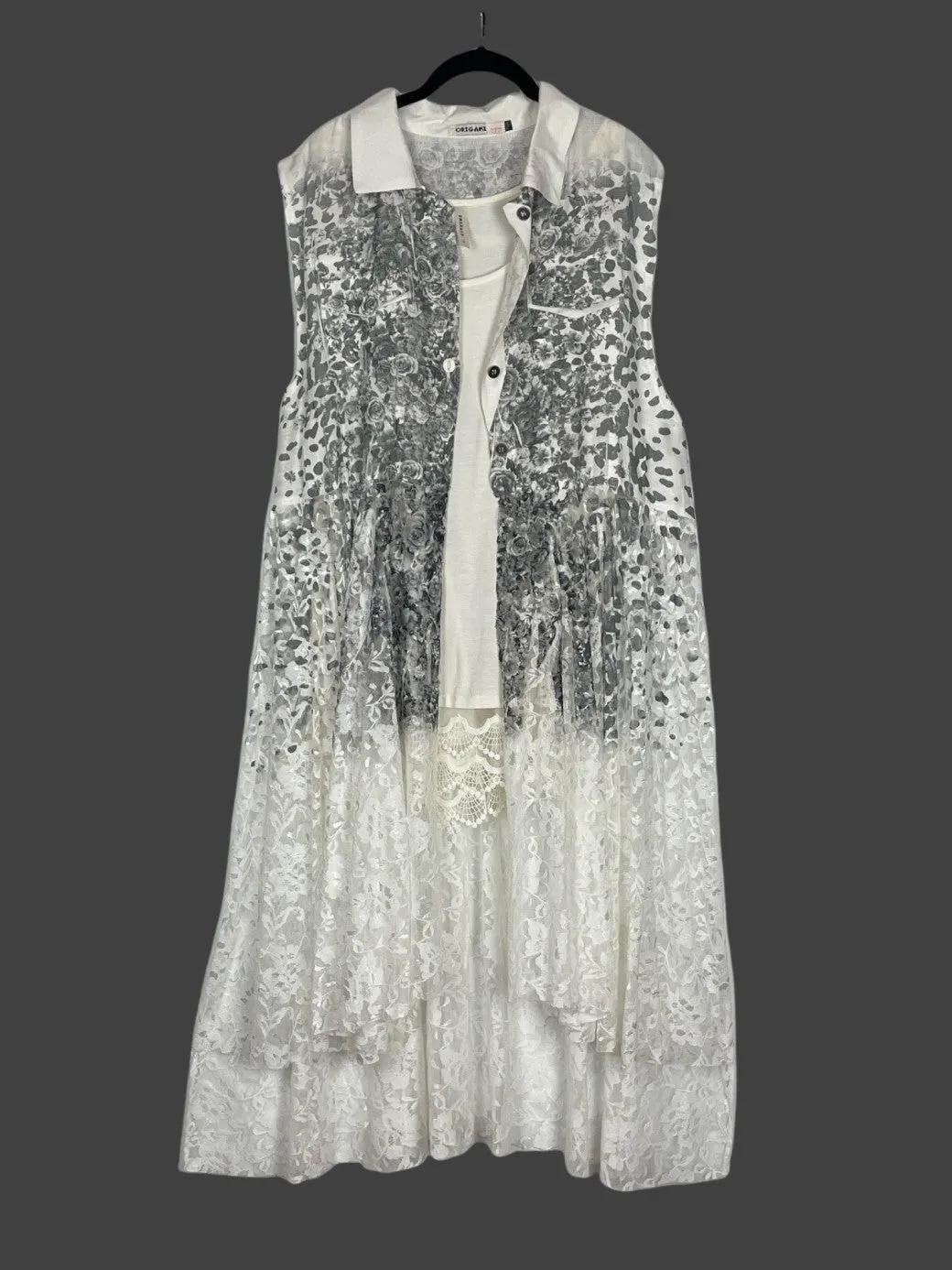 The Best is Yet to Come Black White Floral Lace Bohemian Vest