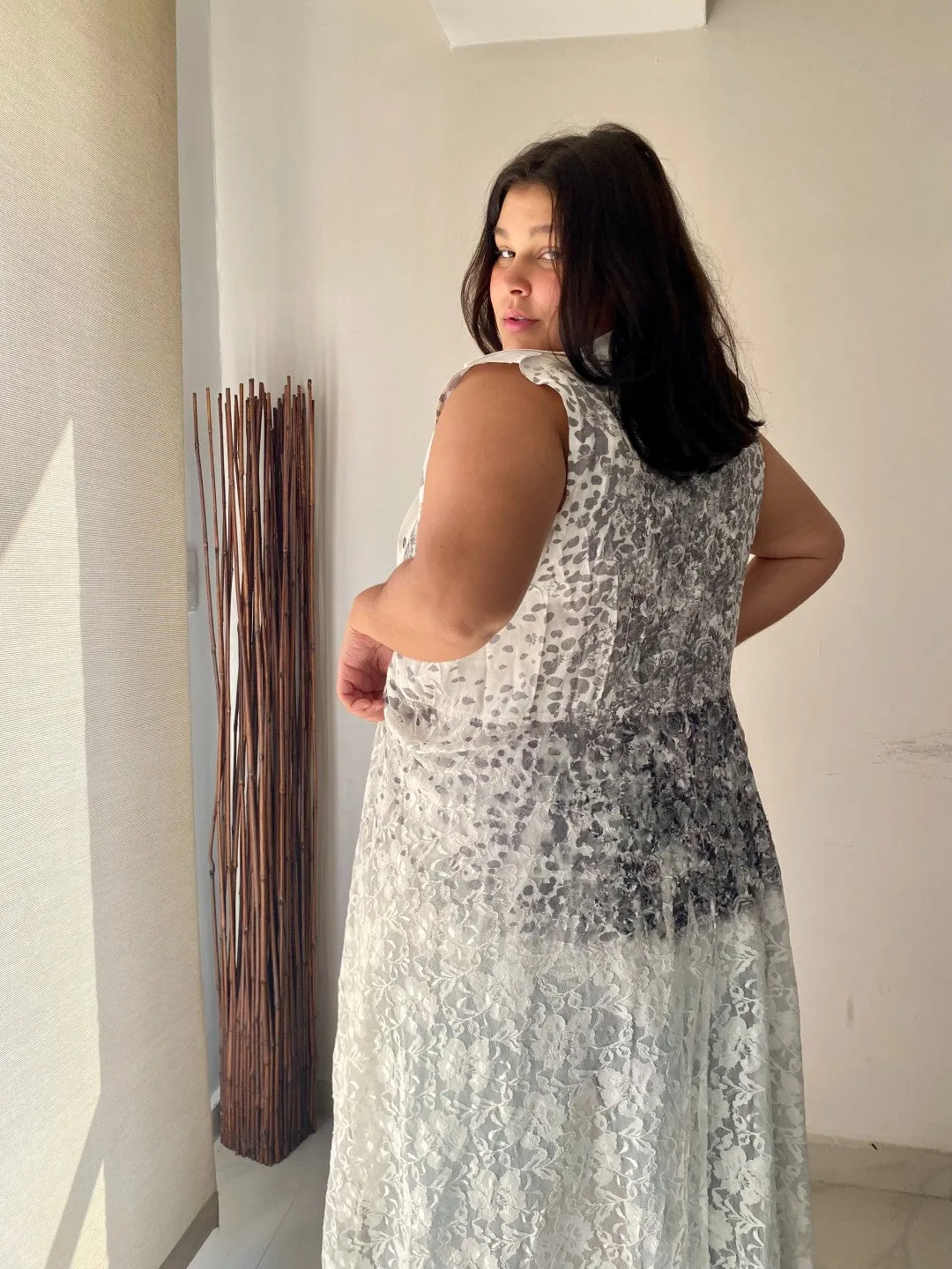 The Best is Yet to Come Black White Floral Lace Bohemian Vest