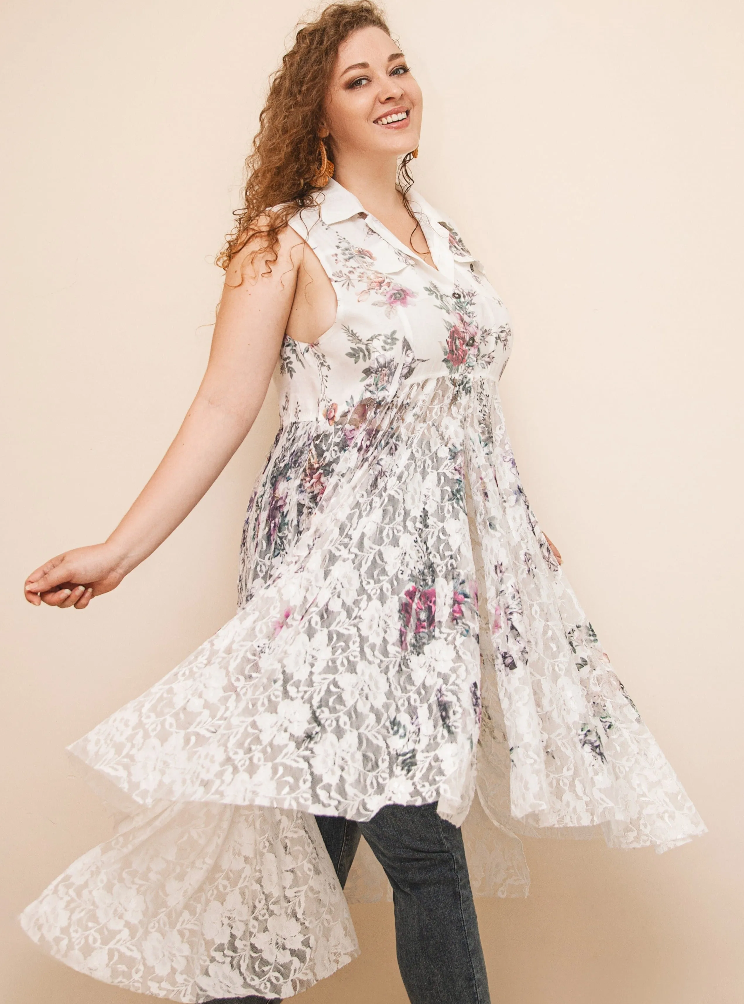 The Best is Yet to Come White Floral Lace Bohemian Vest